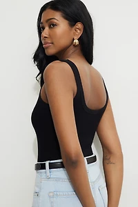 Ribbed Scoop Neck Bodysuit