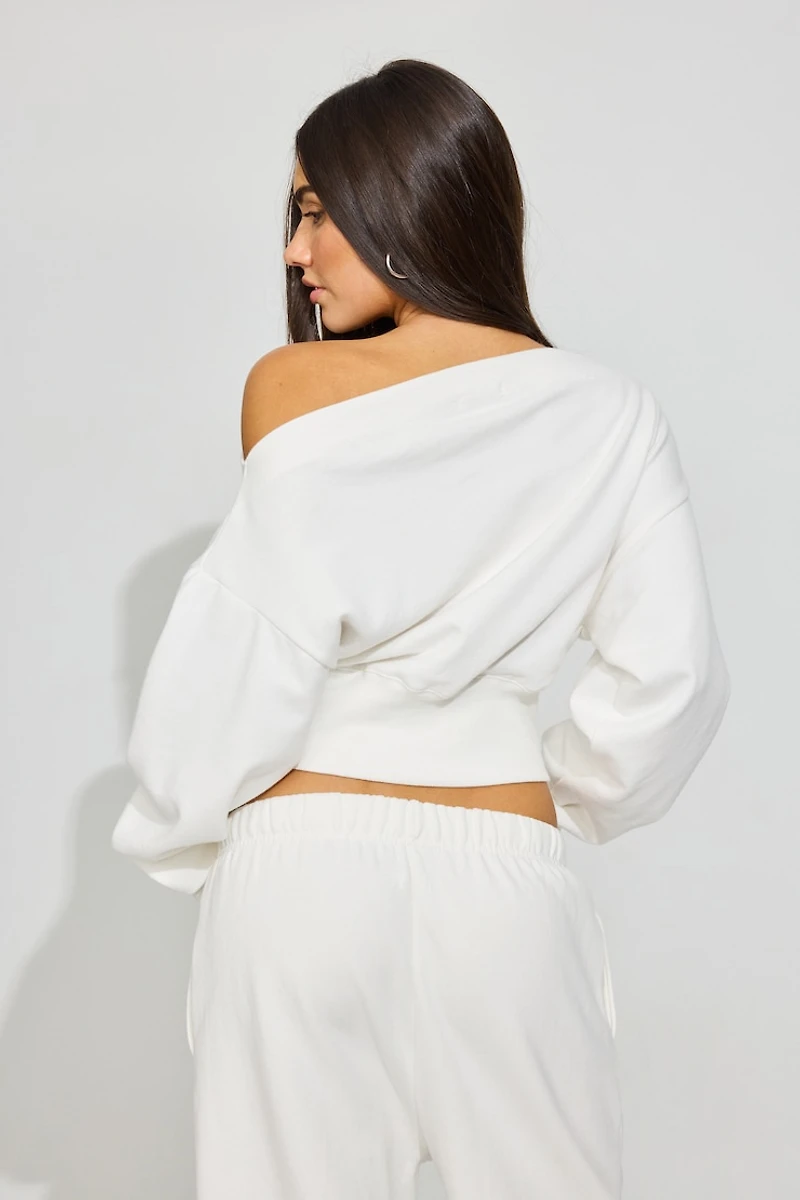 SoftTerry Rib Off Shoulder Sweater