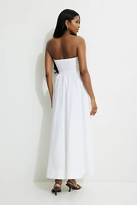 Pintuck Poplin Maxi Tube Dress