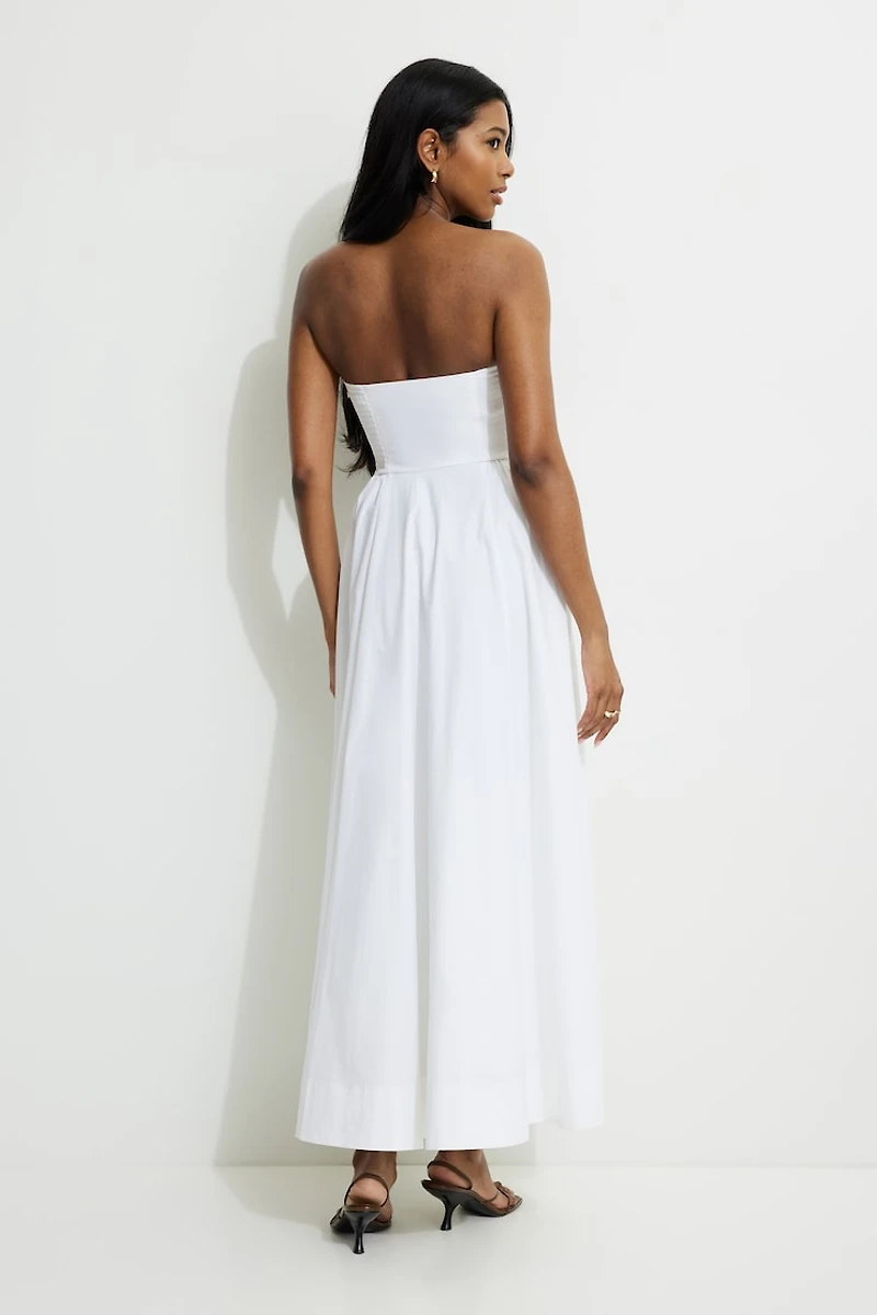 Pintuck Poplin Maxi Tube Dress