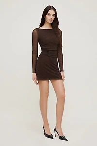 Katia Mesh Long Sleeve Mini Dress