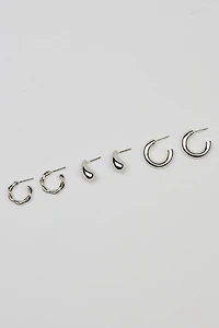 Ensemble de 3 paires d’anneaux et de boutons d’oreilles 