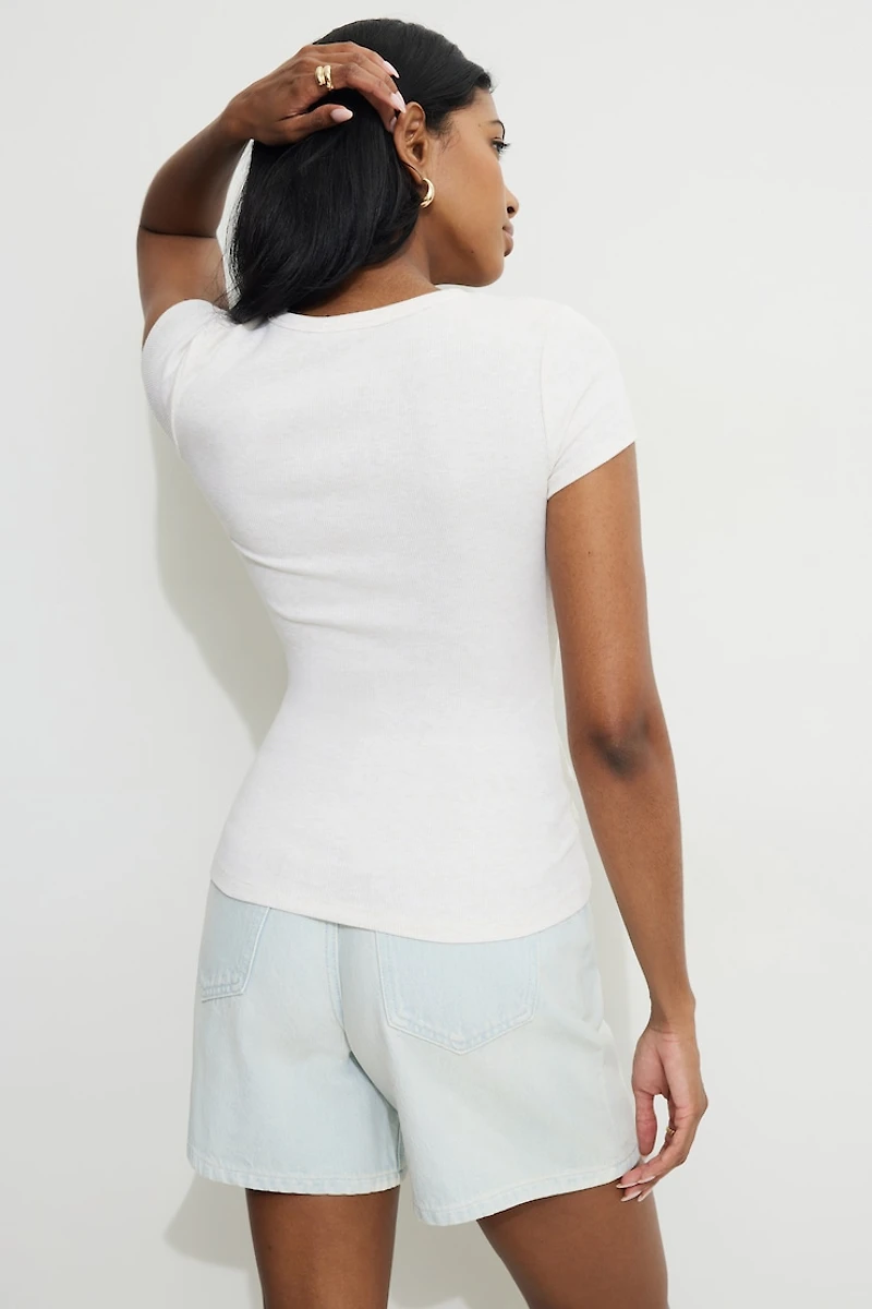 Olive Ribbed Crewneck T Shirt