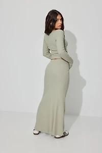 Jupe tulipe maxi en tricot côtelé