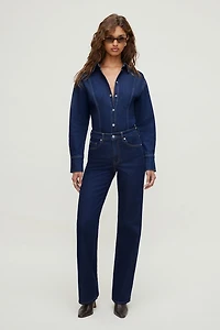 Chemise en denim cintrée extensible