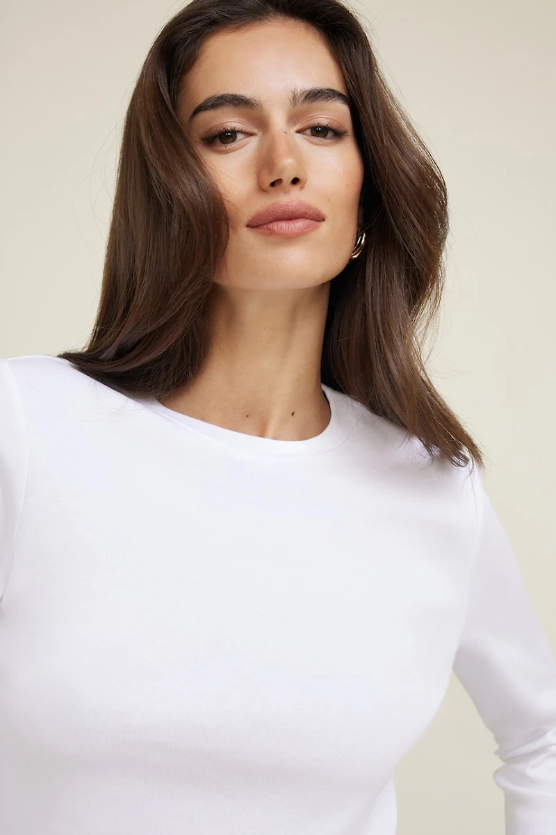 Boxy Cotton Long Sleeve T Shirt