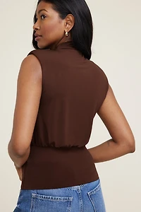 Mockneck Top With Shoulder Pads