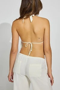 Linen Tie Back Halter Top