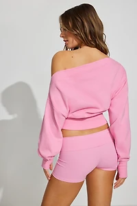 SoftTerry Rib Off Shoulder Sweater