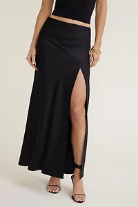 Slit Satin Maxi Skirt
