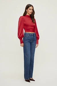 Open Back Satin Blouse