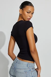 Ribbed Crewneck T-Shirt