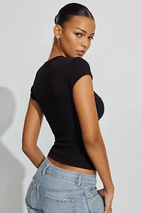 Ribbed Crewneck T-Shirt