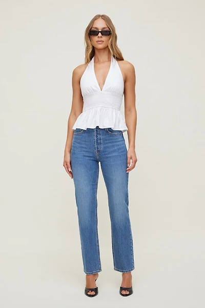 Haut à col licou en popeline Gemma