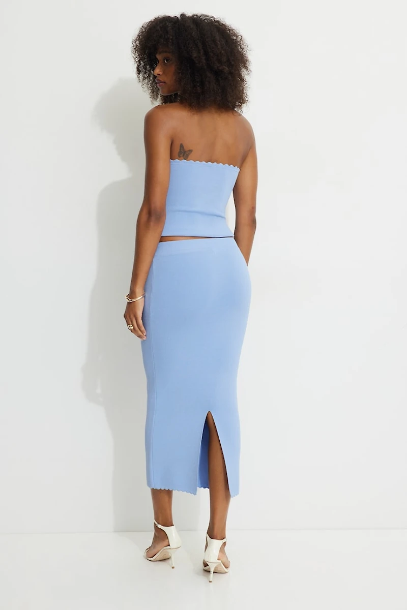 Scalloped Knit Maxi Skirt