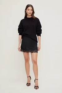 Lace Satin Mini Skirt