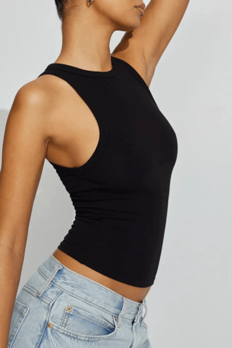 High Neck Cotton Tank Top
