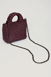 Mini Woven Faux Leather Tote