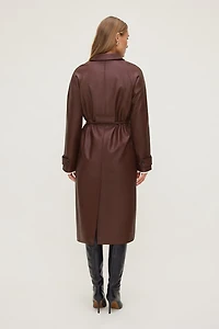Faux Leather Mac Coat