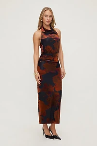 Burnout Halter Maxi Dress