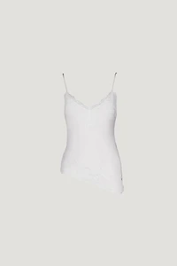 Camisole asymétrique en satin à bordure de dentelle Cassie