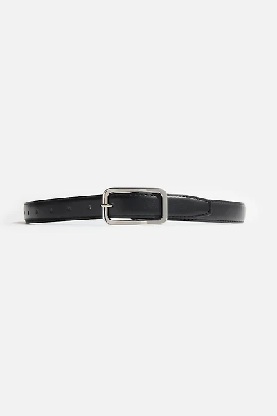 Rounded Rectangle Slim Faux Leather Belt