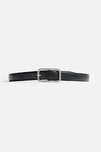 Ceinture mince en faux cuir à boucle rectangulaire et arrondie