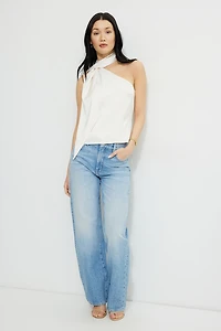 Haut en satin à écharpe au cou