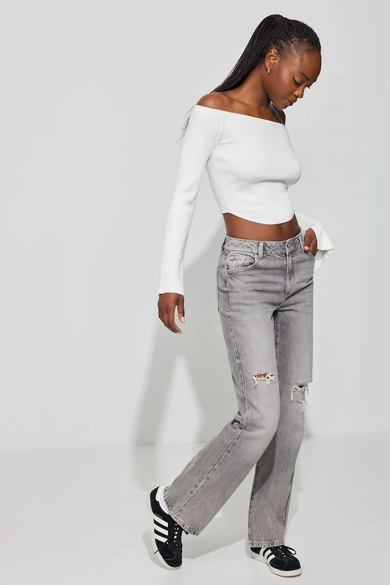 Corset Hem Off Shoulder Top