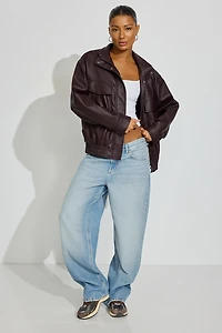 Blouson aviateur ample en faux cuir