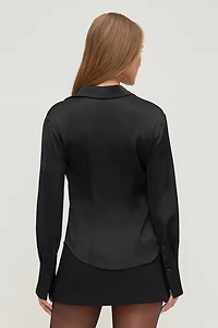 Eva Cinched Satin Shirt
