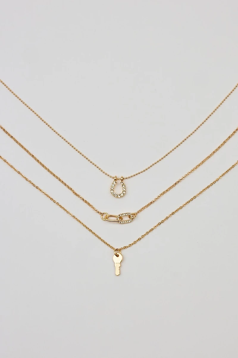 Set of 3 Key, Shoehorn & Link Necklaces