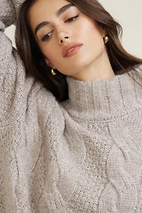 Sasha Cable Knit Funnel Neck Sweater