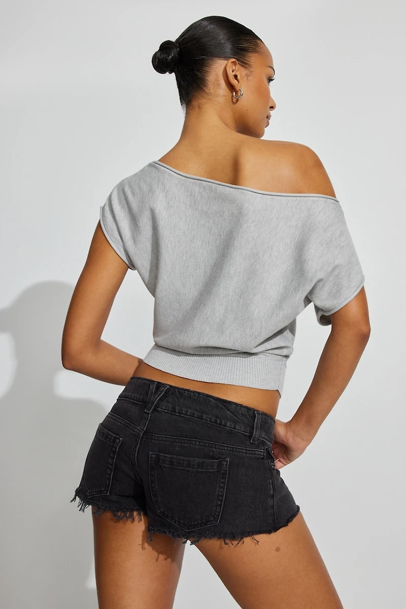 Ultra Low Rise Relaxed Denim Shorts