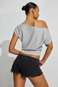 Ultra Low Rise Relaxed Denim Shorts