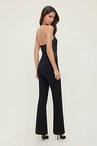 Lace Plunge Halter Bodysuit