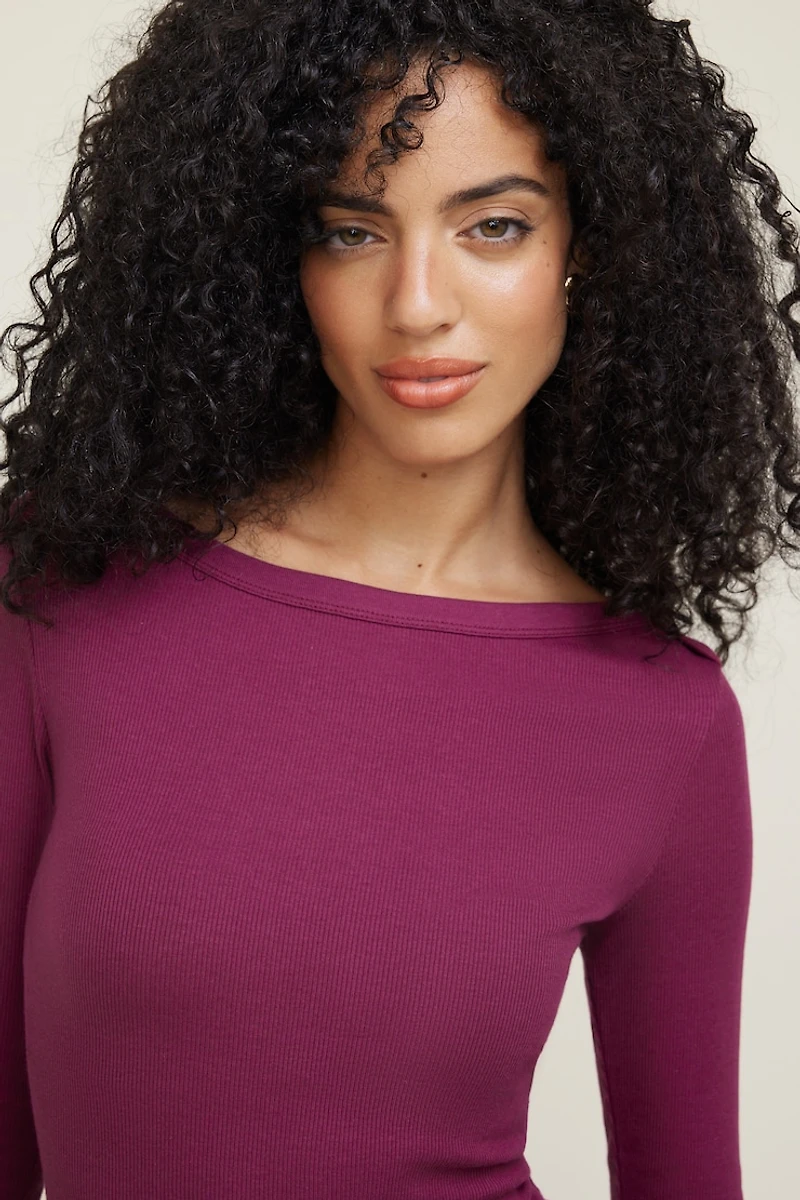 T-shirt côtelé Nola à manches longues