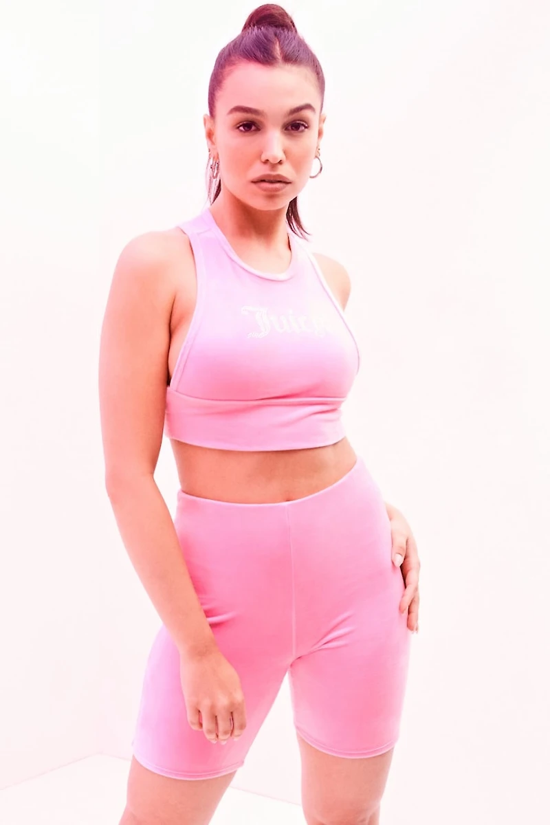 JUICY COUTURE Big Bling Velour Biker Shorts