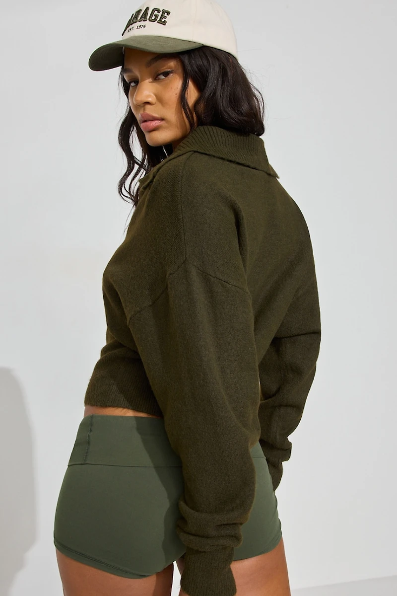 Chandail henley spongieux à manches longues