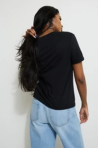 T-shirt essentiel en coton à col V