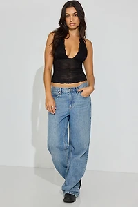 Halter Plunge Lace Top