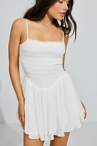 Kenzie Smocked Tiered Romper Dress