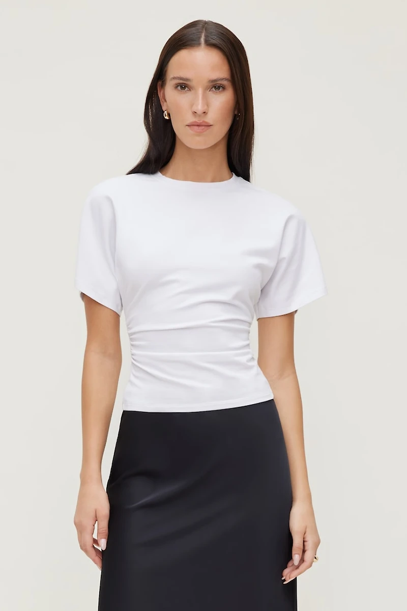 Andrea Shirred Cotton Spandex T Shirt