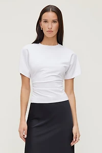 Andrea Shirred Cotton Spandex T Shirt