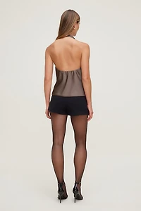 Camila Satin Cowl Halter Neck Blouse