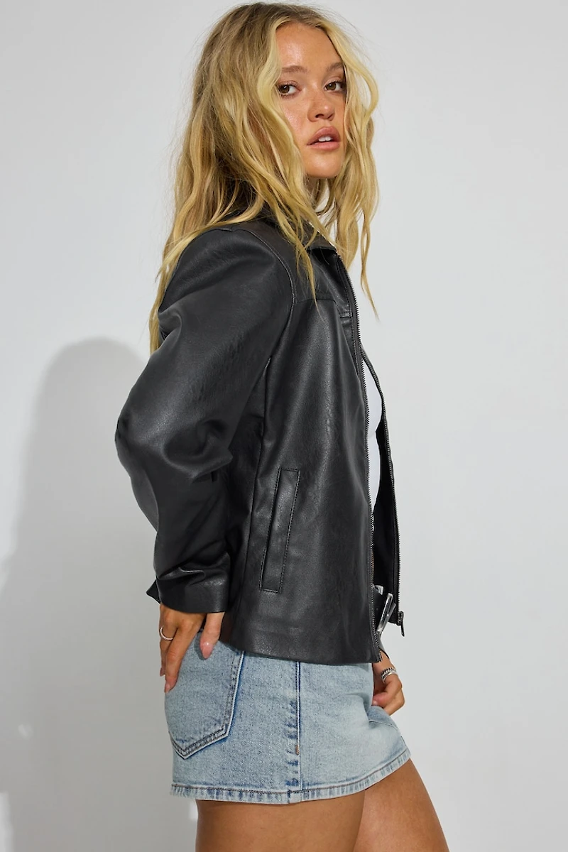 Blouson utilitaire en faux cuir
