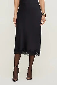 Lace Satin Midi Skirt