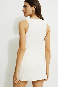 Textured V Neck Flyaway Vest