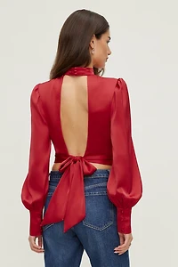 Open Back Satin Blouse