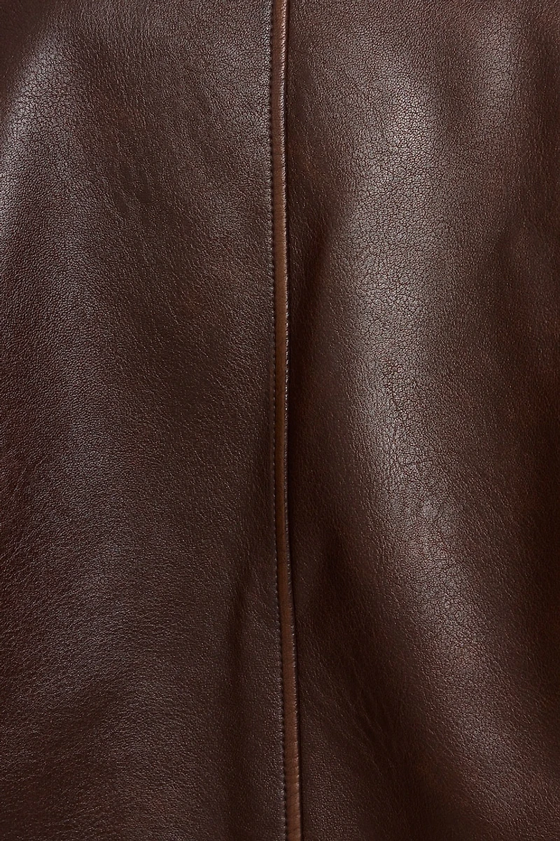 Oversized Faux Leather Worker Jacket